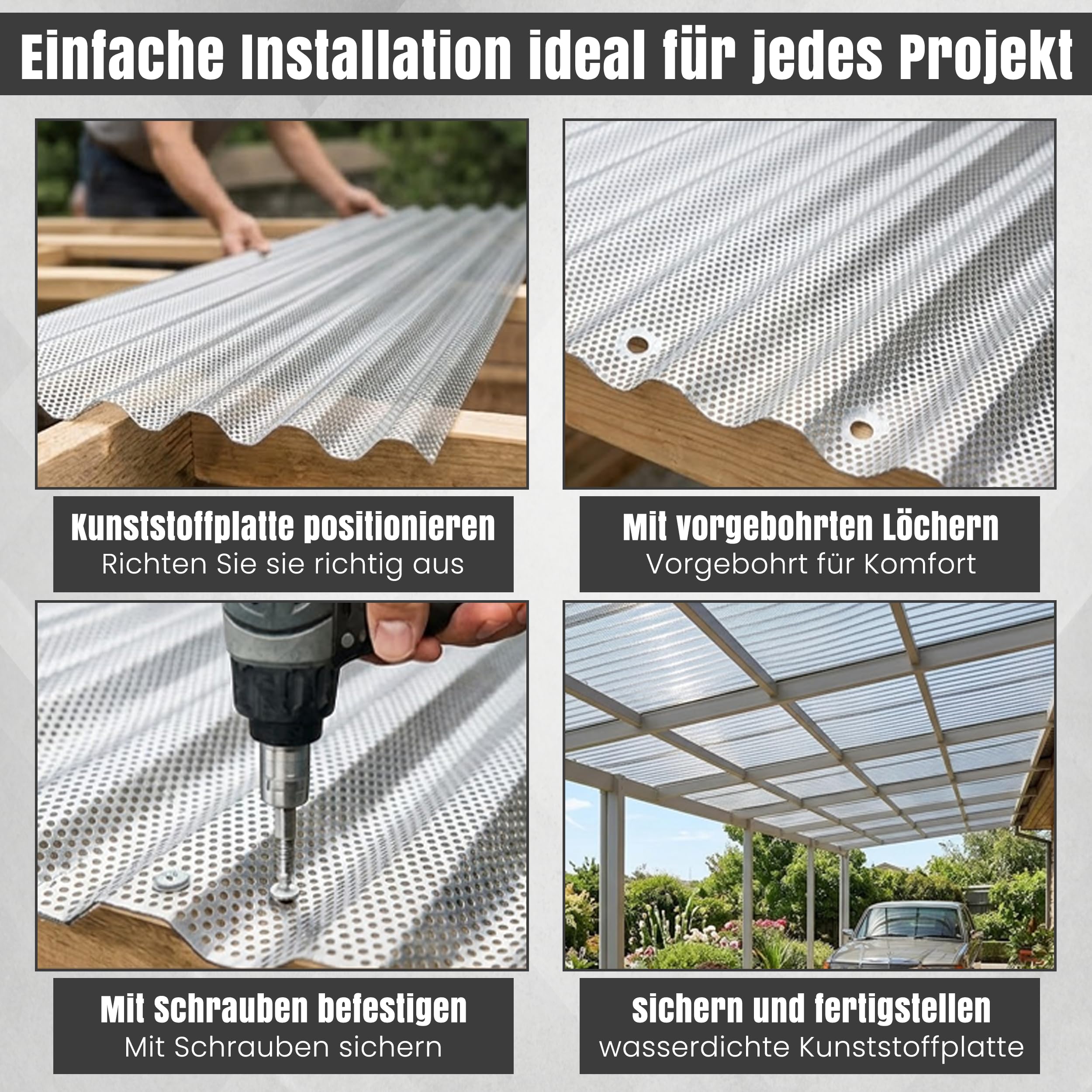 LP Projekt Wellplatten 5er Satz klar 104,5 × 350 cm UV beständig Wetterfeste Dachplatten