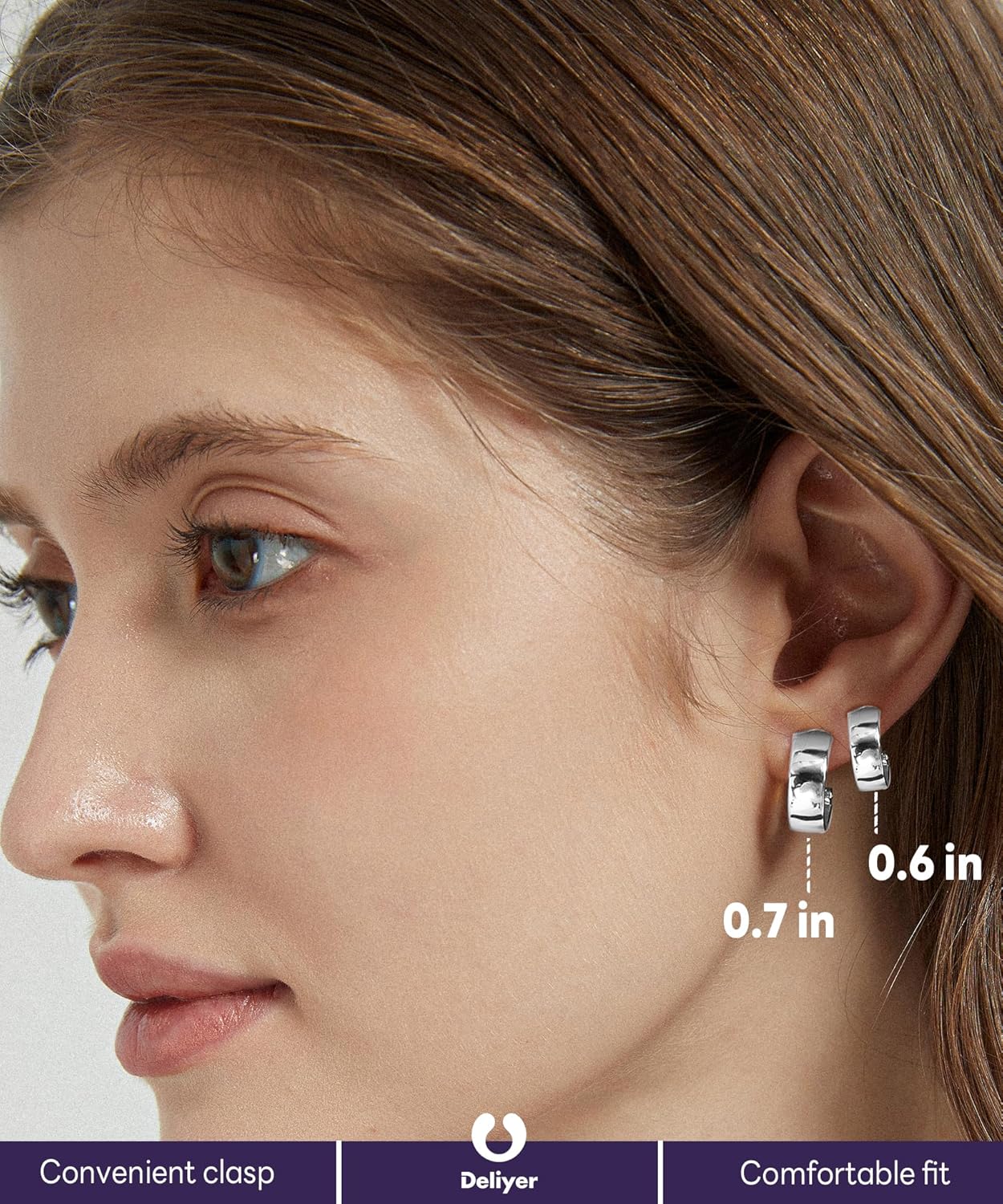 Huggie Hoop Earrings S925 Sterling Silver Hoops Earrings for Women Plated Chunky Real K Gold Hypoallergenic Small Hoop Earrings Non Tarnish Everyday Hoop Earrings (Silver 0.6in)