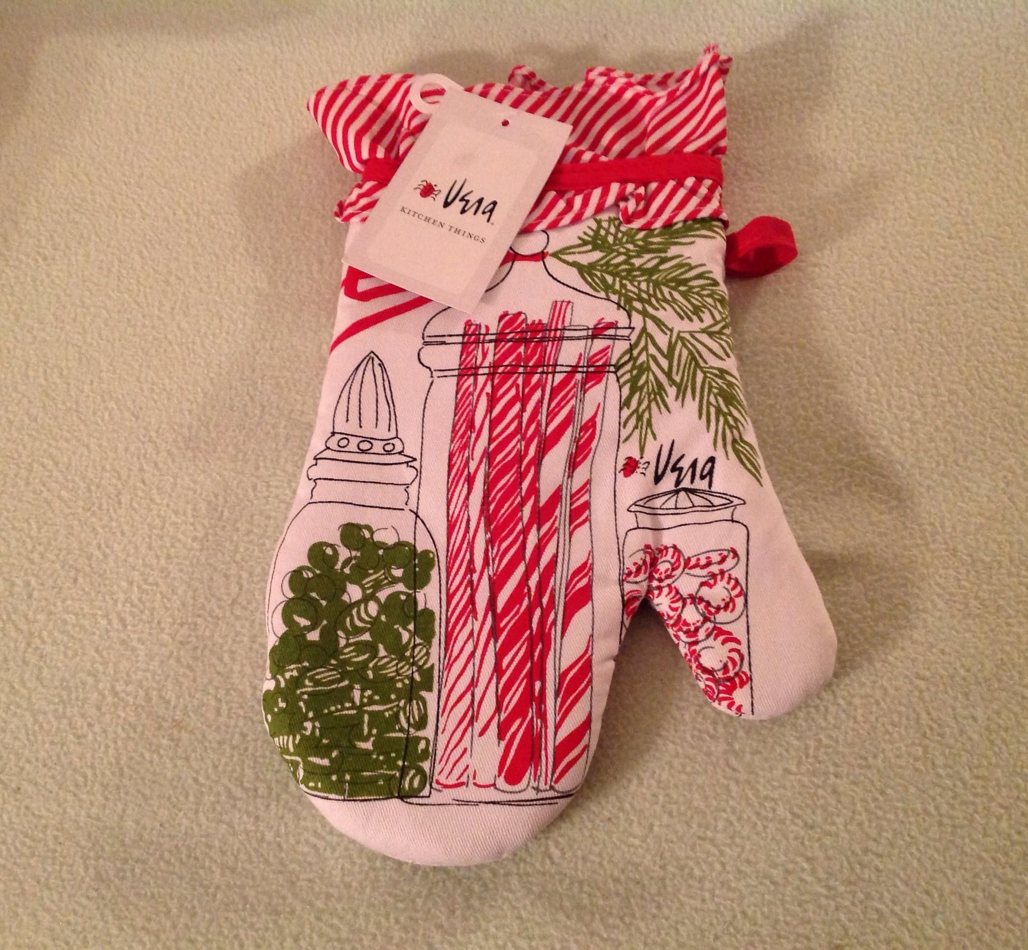 Vera Neumann Christmas Candy Cane Oven Mitt Potholder