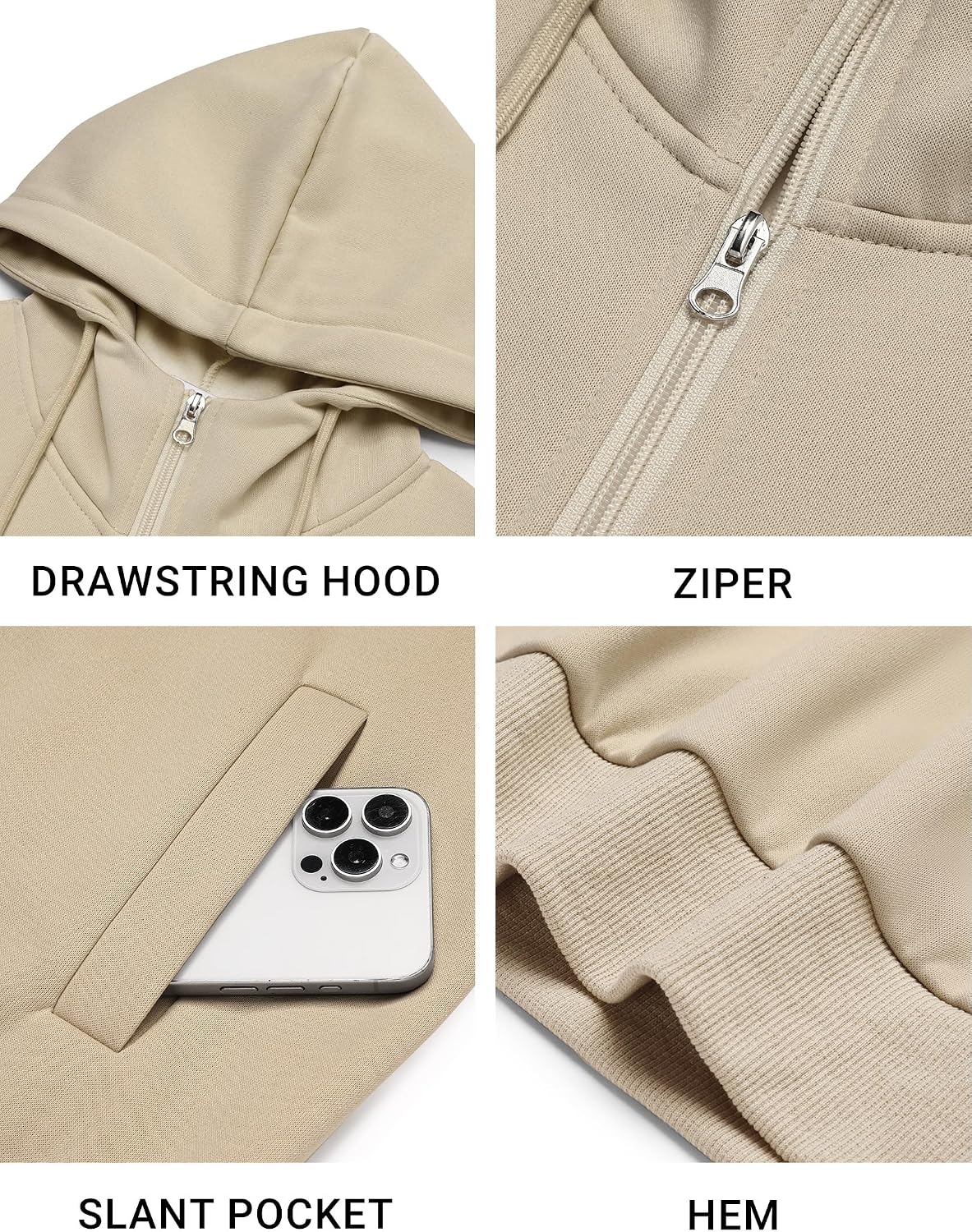 Men Full Zip Hoodie Fleece Zipper Sweatshirt Casual Hooded Jacket image 6