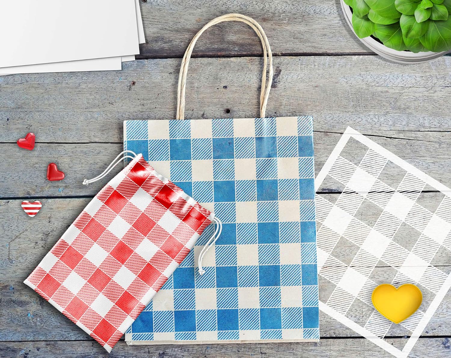 GSS Designs Buffalo Plaid Checker Stencil (2 Pack) - Reusable Stencils for Painting on Wood Wall Canvas Furniture Floor Fabric (12x12Inch) - Buffalo Plaid Wall Stencils for Painting Large Pattern