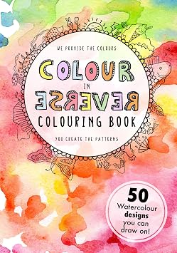Reverse Coloring Book - Adult Coloring Books for Anxiety Mindfulness - Calming Activity - Abstract Watercolor Pattern, You Draw The Line, Doodle - Stress Relief Coloring Book 54 Pages - By Central 23