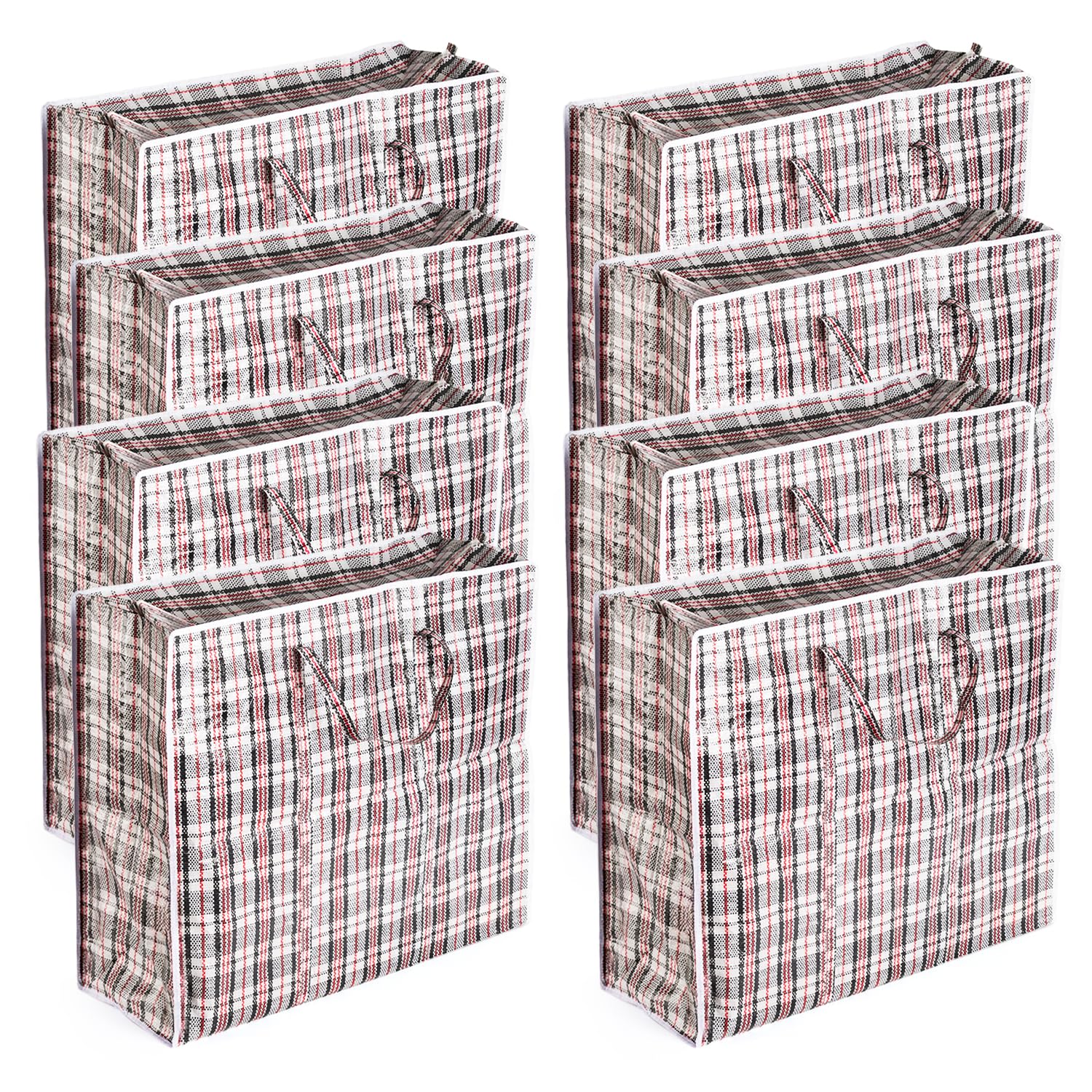 Pack of 8 Extra Large Laundry Bags with Zips & Handles - 80 x 70 x 30cm, Water Resistant XL Laundry Bag Ideal as Reusable Moving Bags, Packing & Shopping Bags, Clothes Storage Bags, & Carrying Bags