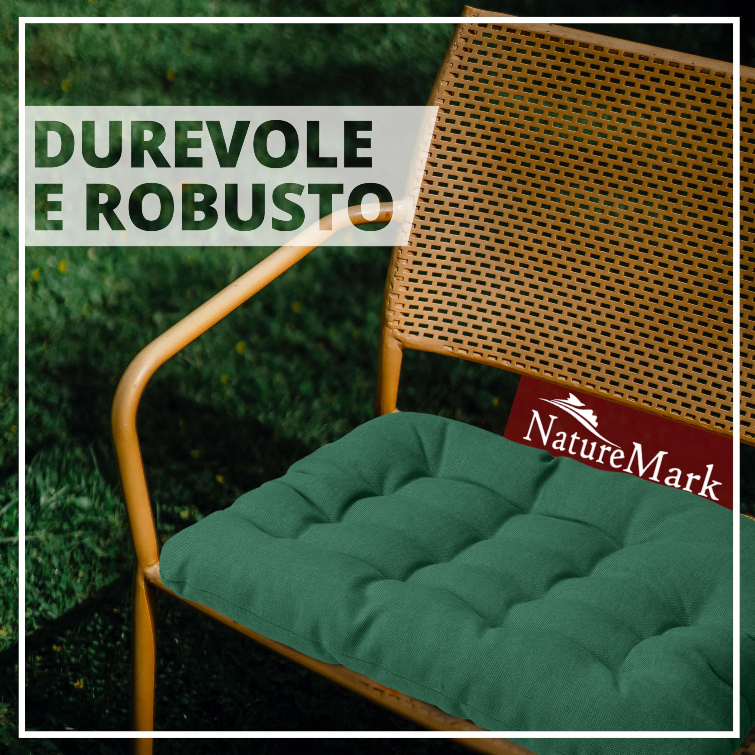 Set 4 Cuscini Per Sedia 40x40 Cm, Imbottitura In Cotone Perlato, Fasce Antiscivolo, Lavabili, Per Interni Ed Esterni, Nero