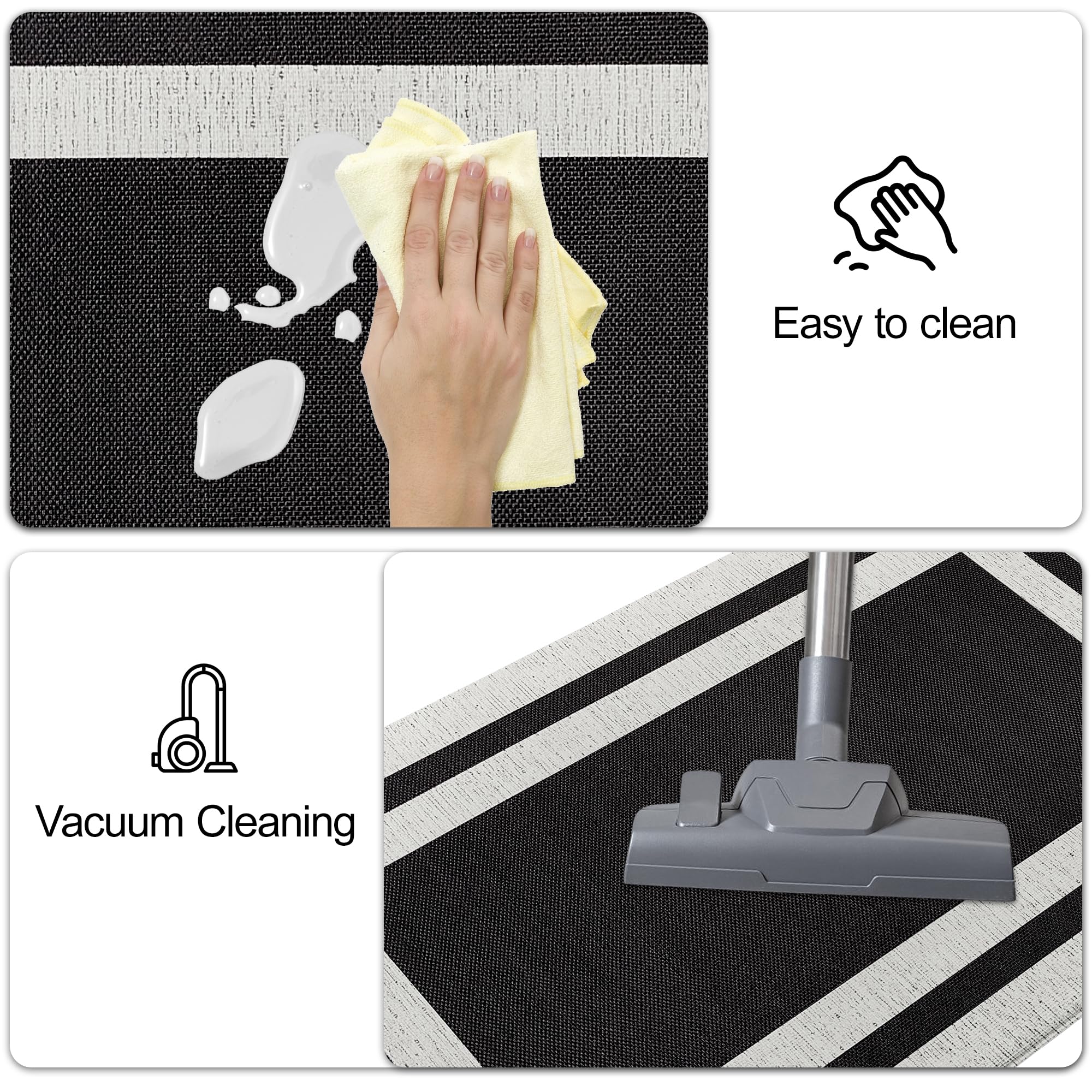 Tapetes de cocina antifatiga acolchados de espuma viscoelástica, alfombras de cocina antideslizantes cómodas de pie para oficina, hogar, lavandería, impermeables y ergonómicos (17.3 x 59