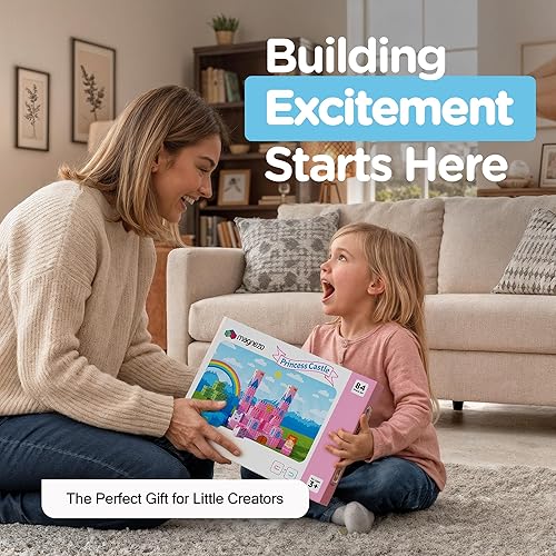 Miniatura 6 de Bloques de construcción magnéticos listos para regalar para niños, cubos magnéticos, juegos de construcción de juguetes de castillo de princesa con
