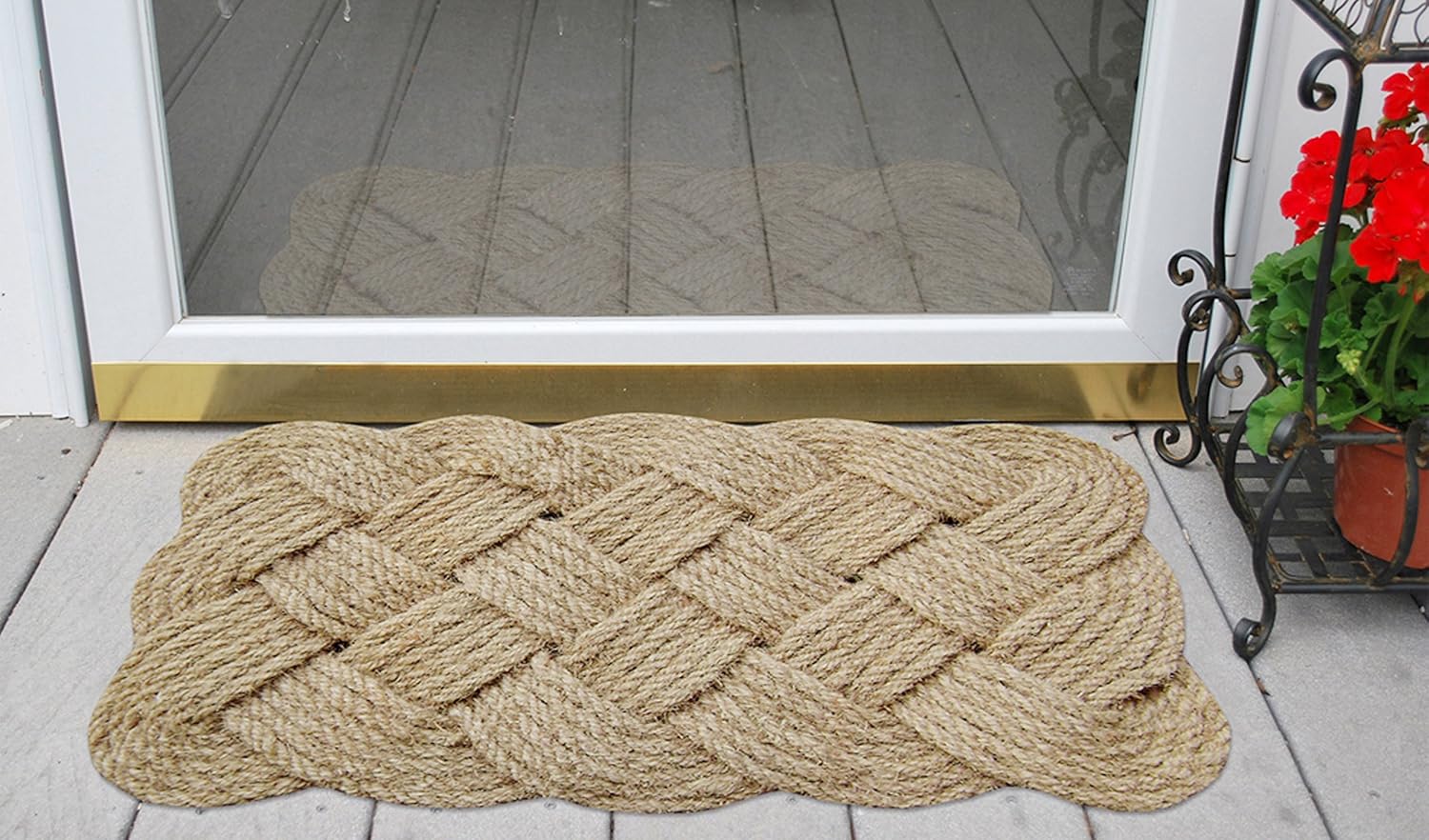 Nedia 18 x 30 in. Lovers Knot Coir Indoor/Outdoor Doormat, Brown/Natural