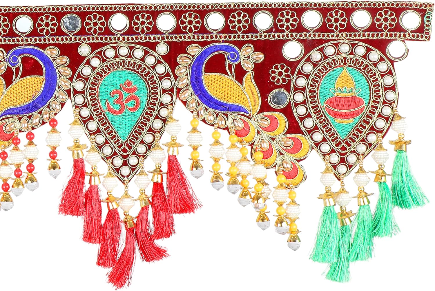 Artificial Peacock Toran Hanging is made of Colourful Thread Tassel with Moti Bead Set Door Hanging Bandanwar for Home Decor Entrance Traditional Festival New year Decorations Gifts (Size:-36"X9")