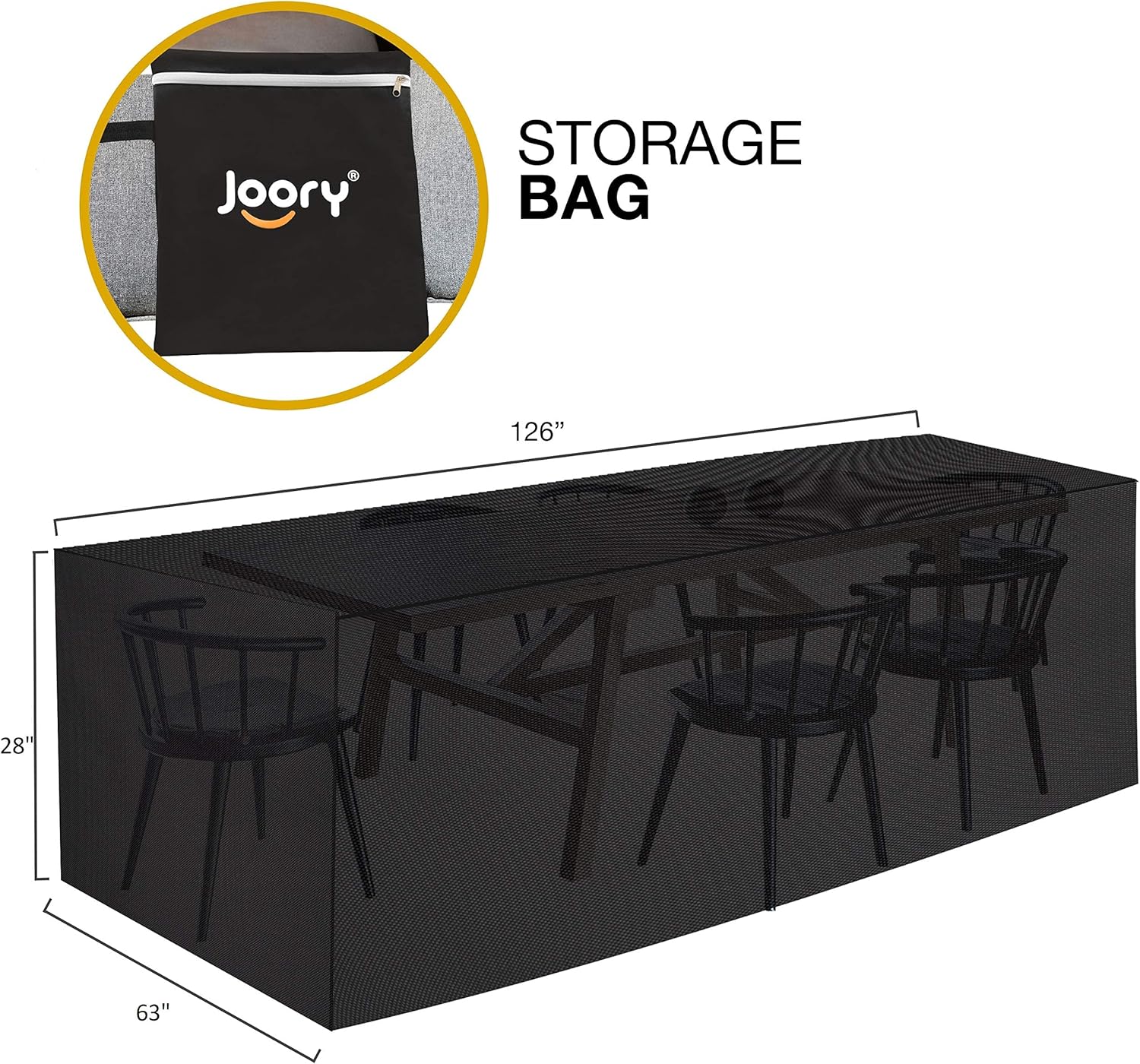 JOORY Large Patio Furniture Outdoor sectional Furniture Covers Waterproof Dust Proof Furniture Lounge Porch Winter Sofa Cover Protector D126”x W63”x H28” - Double Stitched Seam and Waterproof Strips