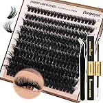 Thick Eyelash Extension Kit Volume Lash Clusters Kit 10-18mm Individual Lashes Clusters 100D DIY Lash Extension Kit 200pcs Clusters Lash with Bond and Remover Lash Applicator by Focipeysa