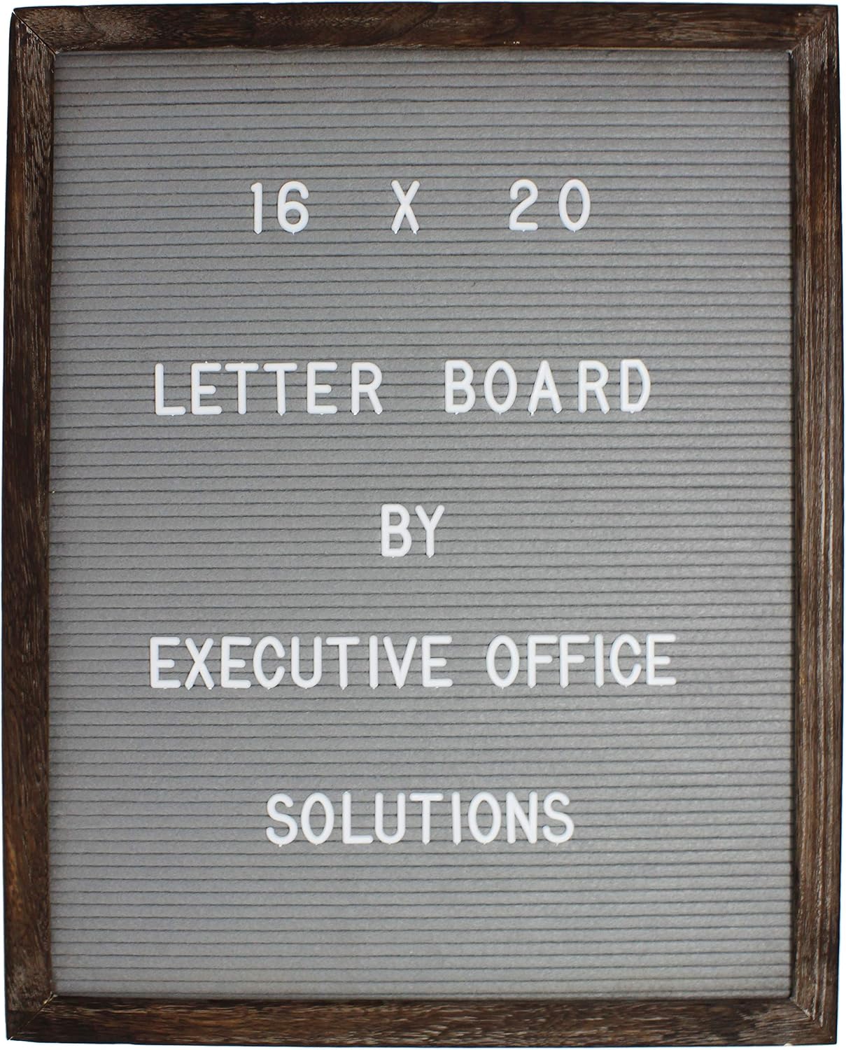 Executive Office Solutions Changeable Letter Board - Gray Felt with Solid Vintage Oak Frame, Wall Mount, Canvas Bag, and 290 Characters 16x20 Gray
