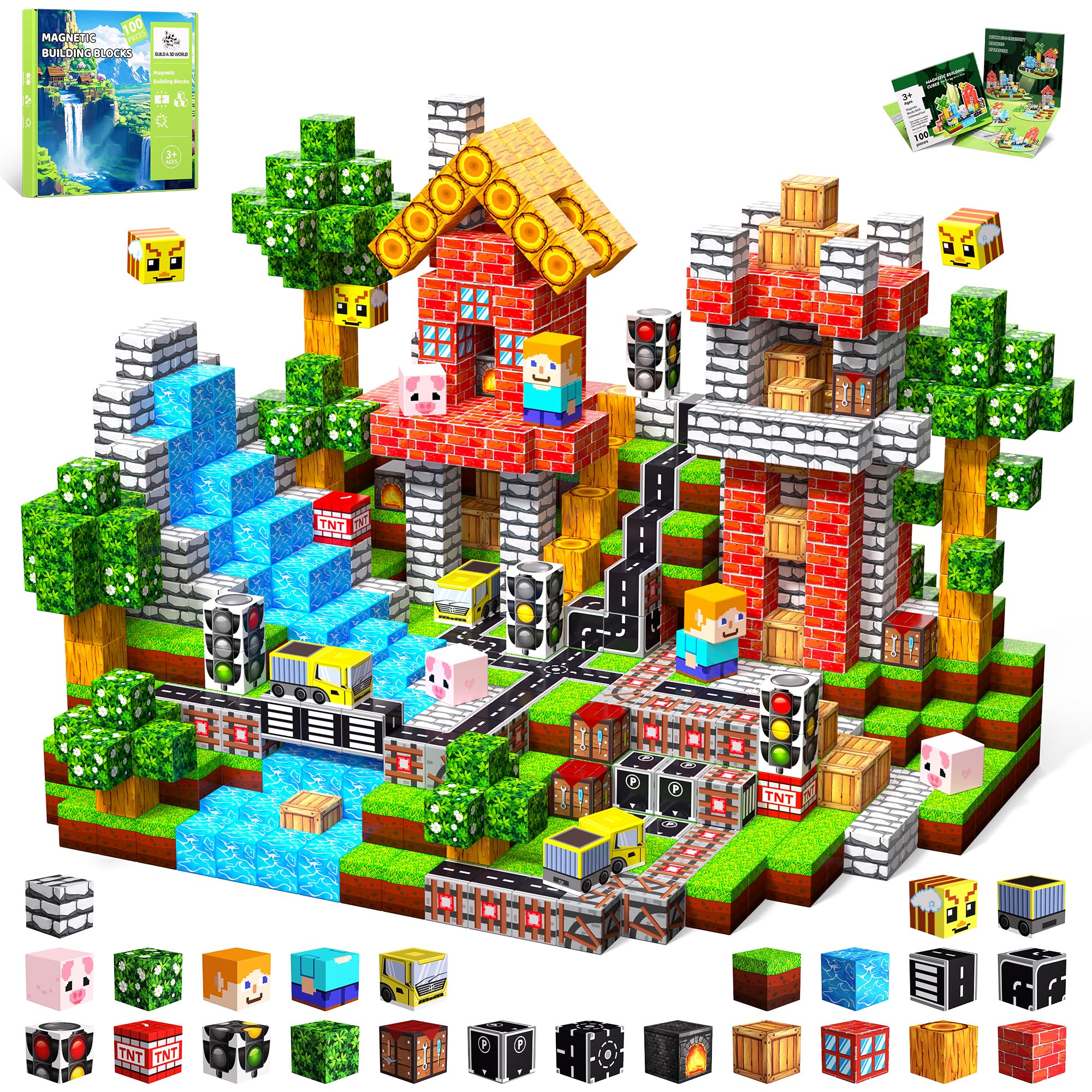 Photo 1 of 100PCS Magnetic Blocks, STEM Toys Building Cubes Set Gifts for Boys Girls