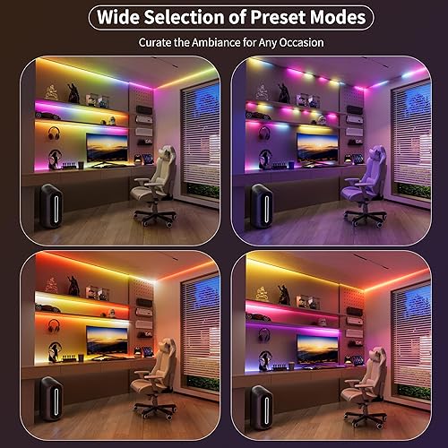 Miniatura 3 de MIWISE Tira de luz LED RGB Smart IC COB, 32.8 pies, luz de cinta LED flexible, tira RGB direccionable WS2811 con control de aplicaciónmodo de