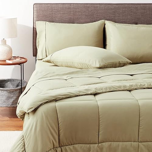 Miniatura 7 de Sweet Home Collection - Juego de edredón en bolsa de 7 piezas, unicolor, todas las estaciones, de relleno alternativo y sábanas de microfibra, verde