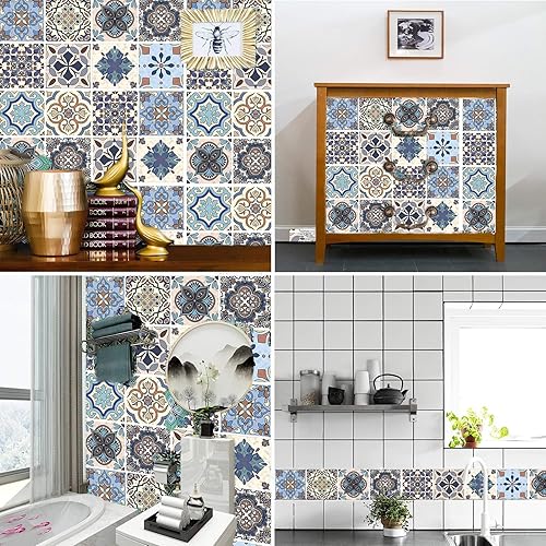 Miniatura 6 de 12 azulejos de vinilo para pared de 6 x 6 pulgadas para decoración del hogar, calcomanías autoadhesivas para despegar y pegar, azulejos para