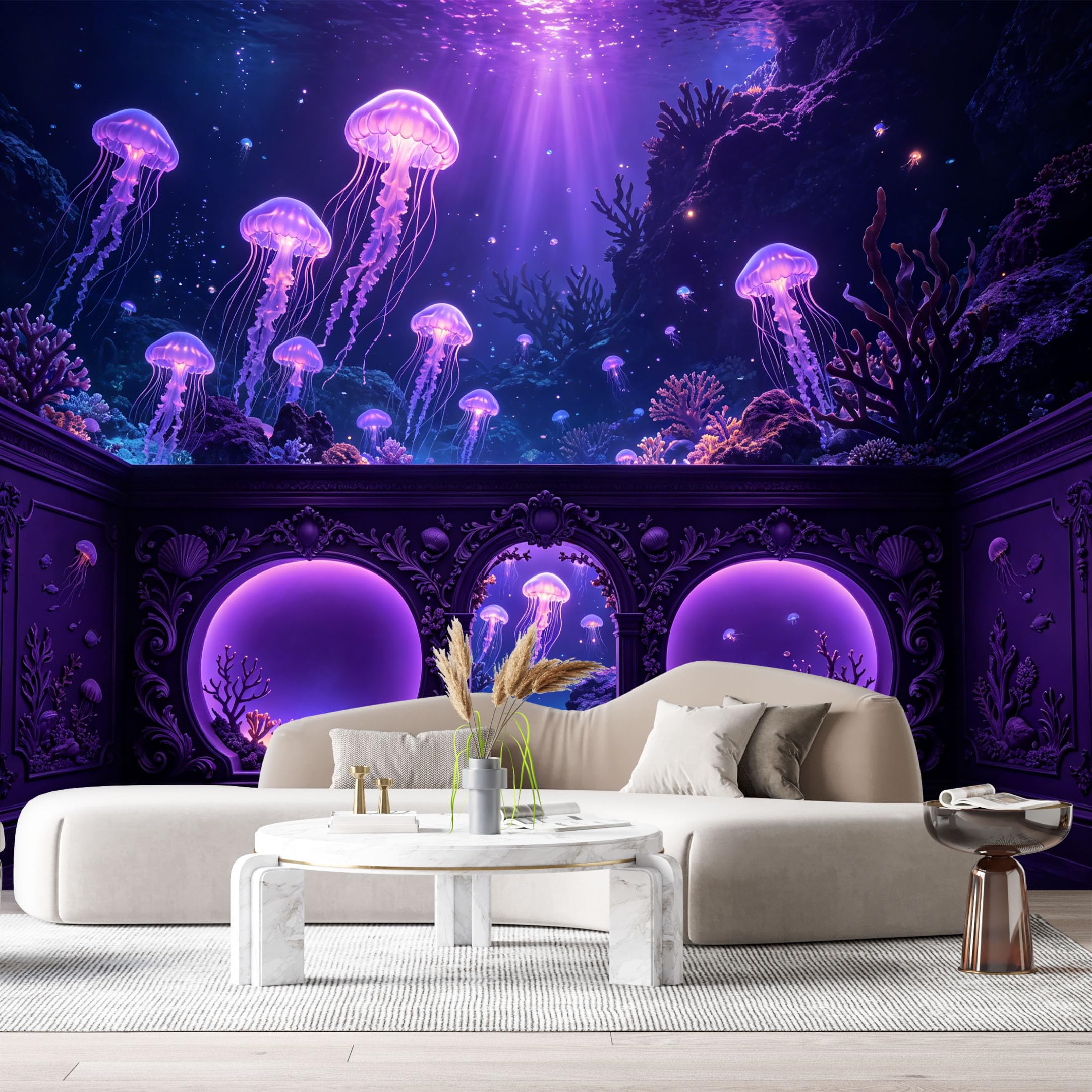 Custom Size Wall Murals Ocean Marine Victorian Fantasy 3D Trompe L'Oeil SelfAdhesiveWall Fabric Removable Wallpaper Wall Decor for Living Room Bedroom Bathroom