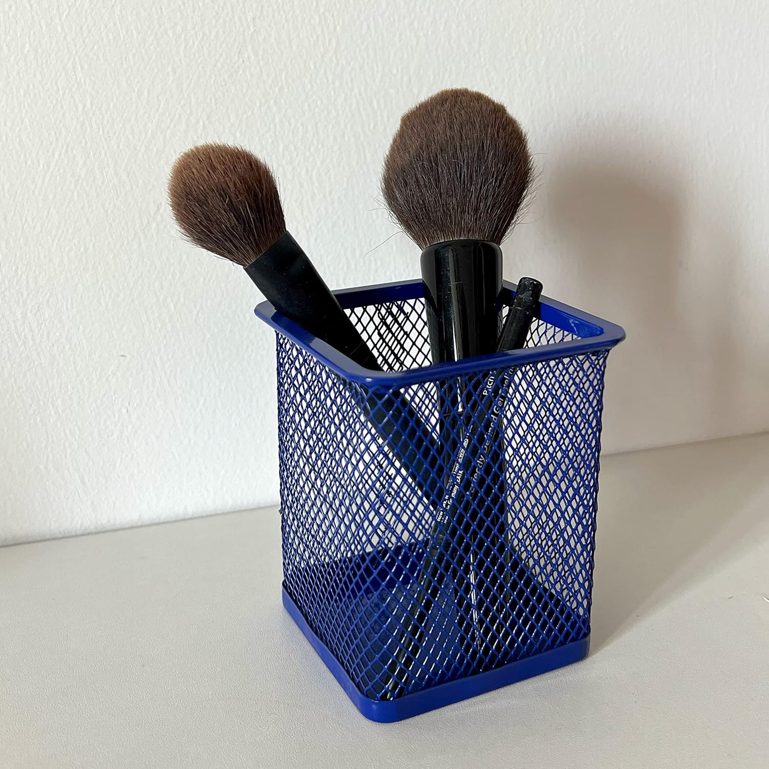 Pen Holder Pencil Cup Holder Metal Mesh Pen Organizer for Desk Home Office and School (1 x, Blue) image 3
