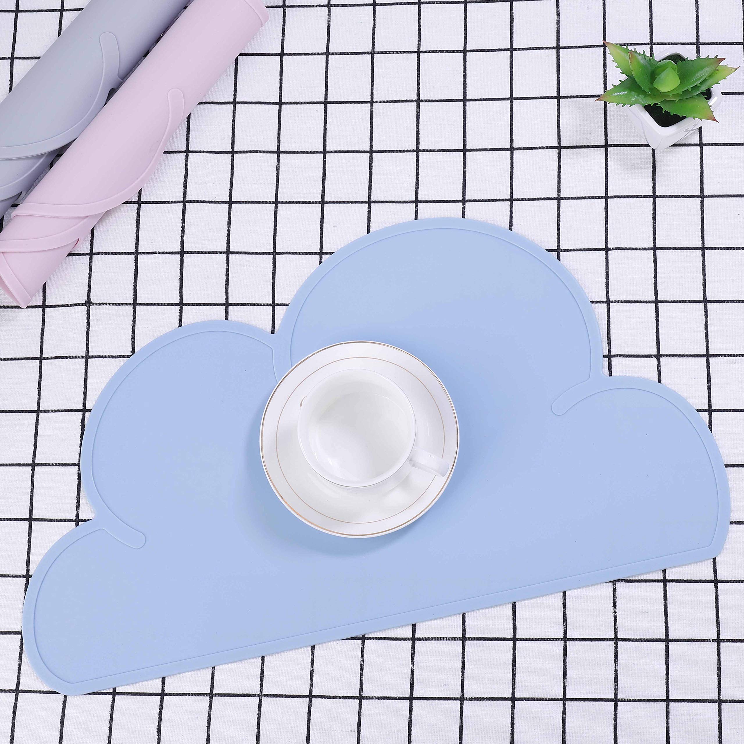 Tovaglietta Silicone Anti-Scivolo A Nuvola Per Bambini - Impermeabile, Lavabile, Rosa - Foto 11