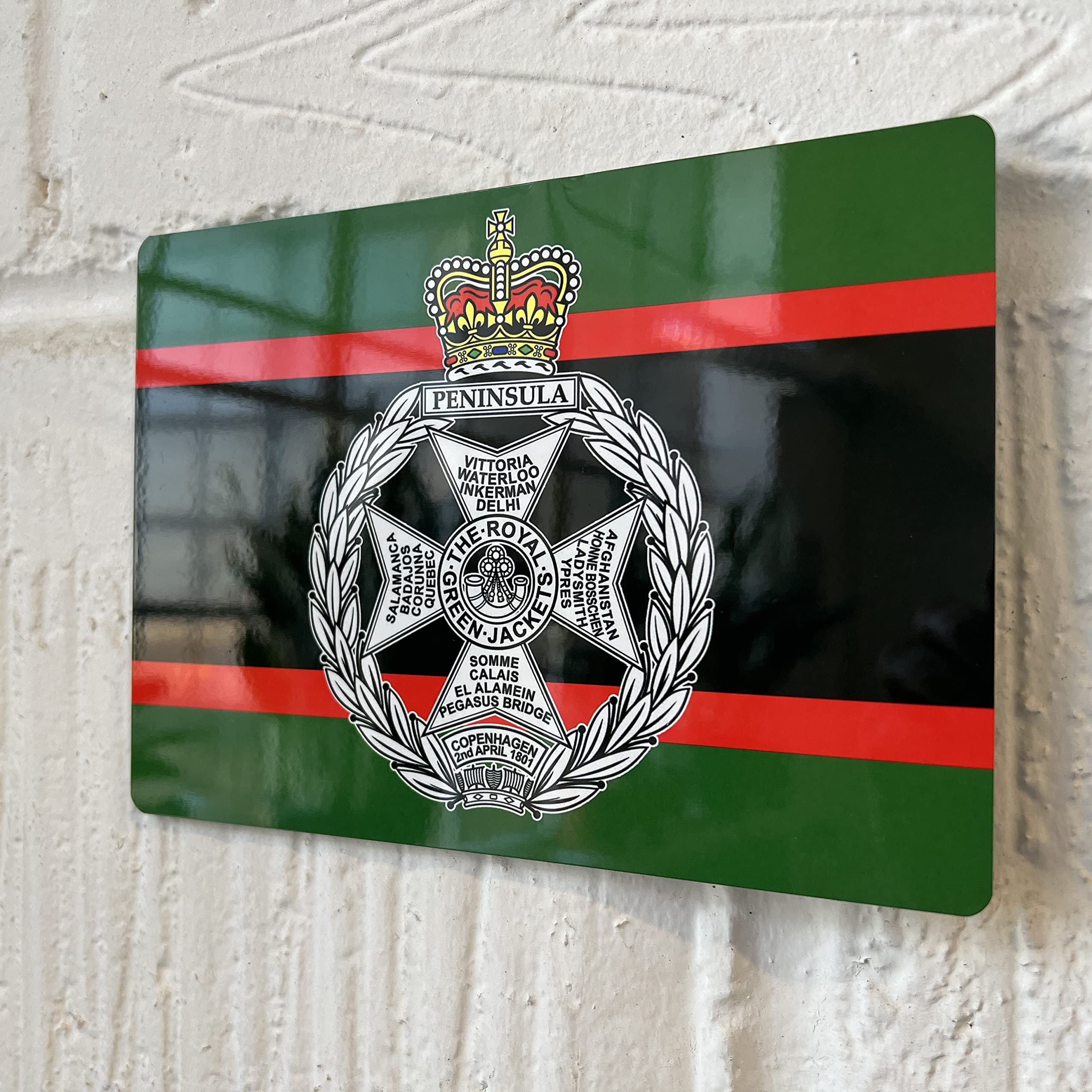 Royal Green Jackets Regiment RGJ Military Crest Printed Metal Sign, A5 21x14cm
