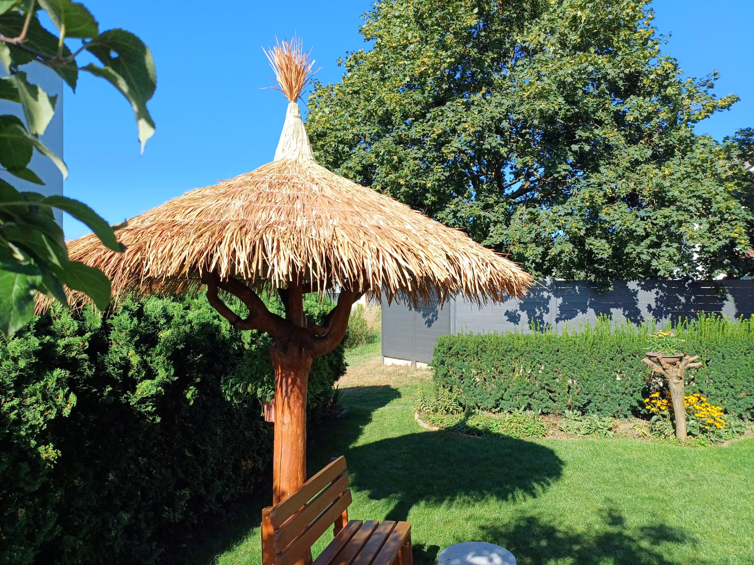 Techo de hierba marina 145 x 80 cm – Estera de tejado de hierba de junco – tejas naturales como viento y protección solar