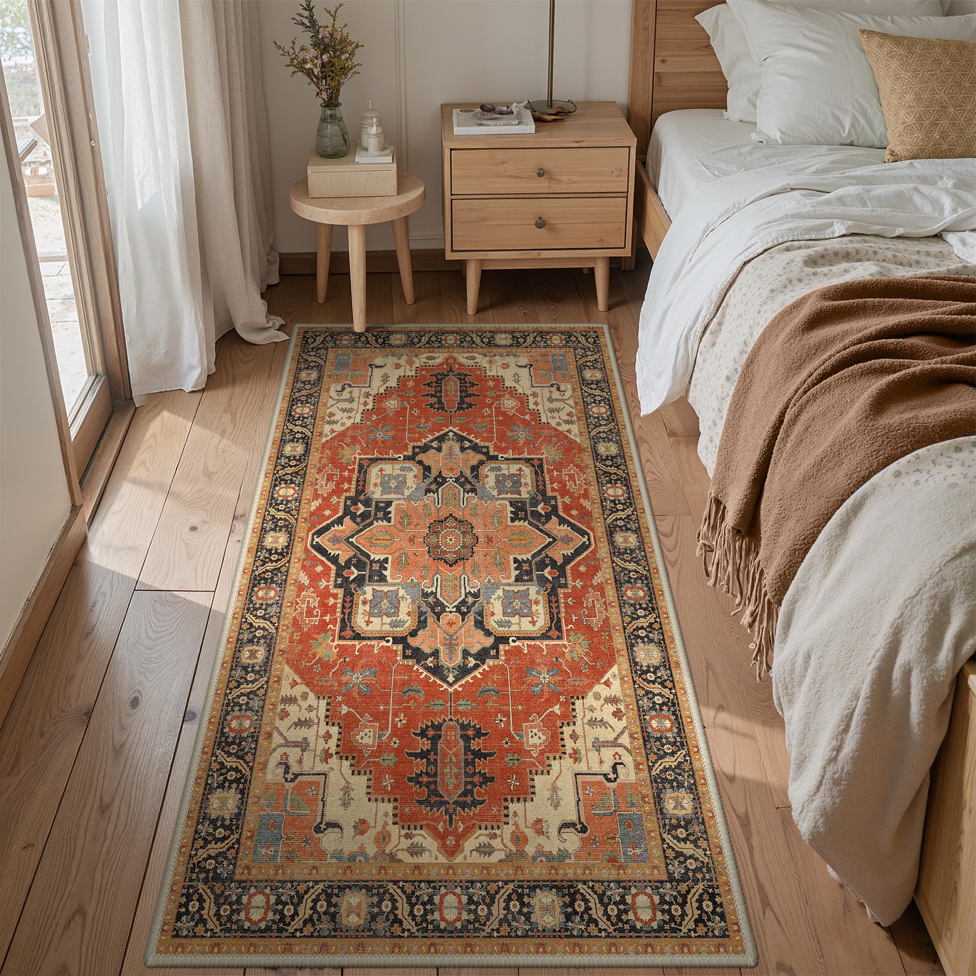 BEIMO Waschbarer Teppich Wohnzimmer Vintage, Boho Teppich Schlafzimmer Groß Orientalisch rutschfest für Badezimmer Esszimmer
