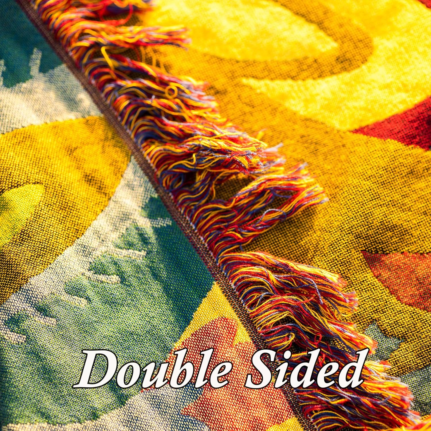 Snycler Boho Throw Blanket for Bed, 100% Organic Cotton Muslin Soft Throw-Yellow Boho Floral Farmhouse Rustic Spring Summer Fall Decor Blanket for Couch Sofa Quilt and Gift, 60" x 80" - Image 4