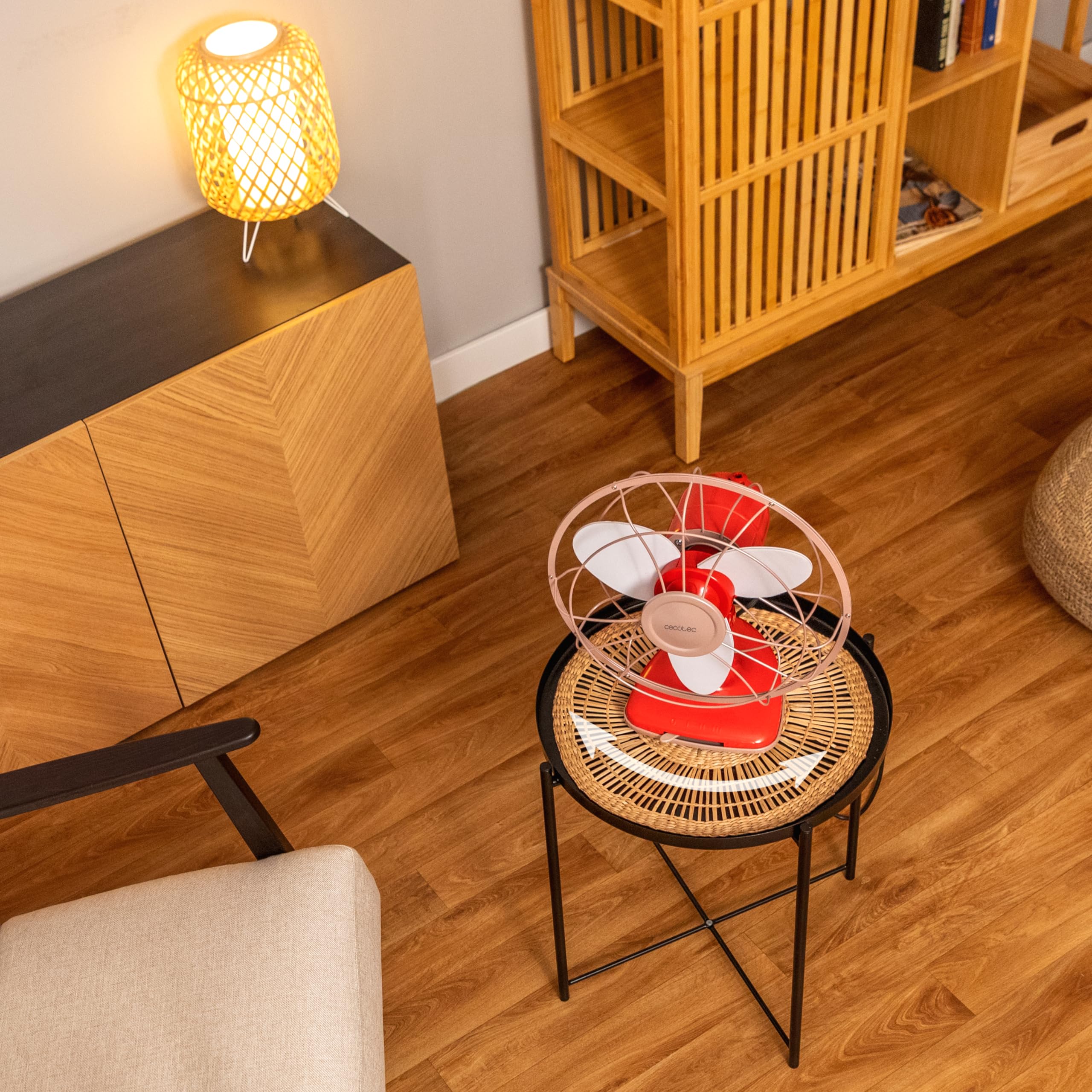 Cecotec Ventilador de Sobremesa EnergySilence 1090 RetroDesk Design. 40W de potencia, 12 Pulgadas, Diseño único y elegante, 3 Aspas aerodinámicas, 3 Velocidades, Oscilación 80º, Inclinación ajustable