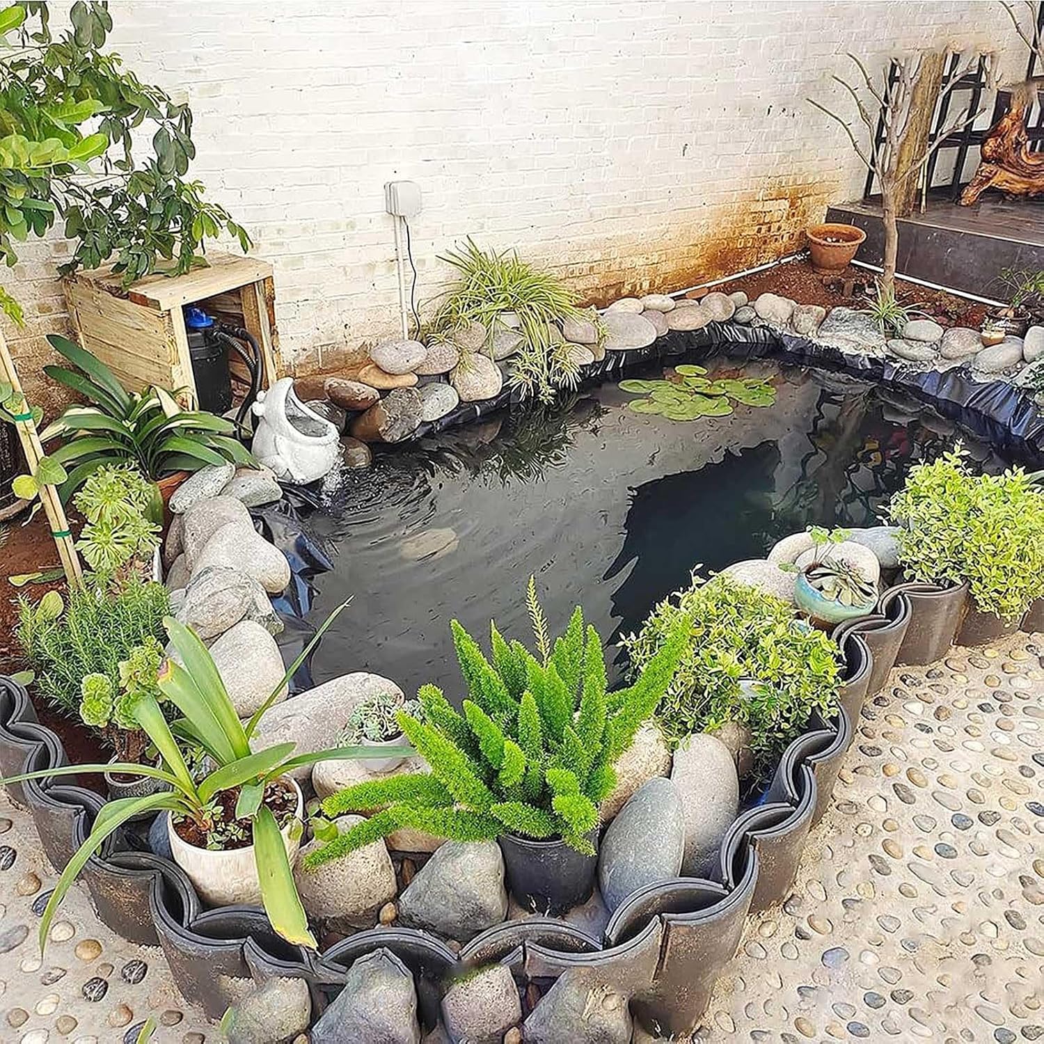 Black Waterproof Pond Liner Durable Pond Lining 1x6m 2x4m 3x4m 5x8m 6x10m 10x12m Heavy Duty Underlay,0.12mm Thick HDPE Membrane for Outdoor Koi Ponds and Water Garden(2x3m(6.5x9.8ft))