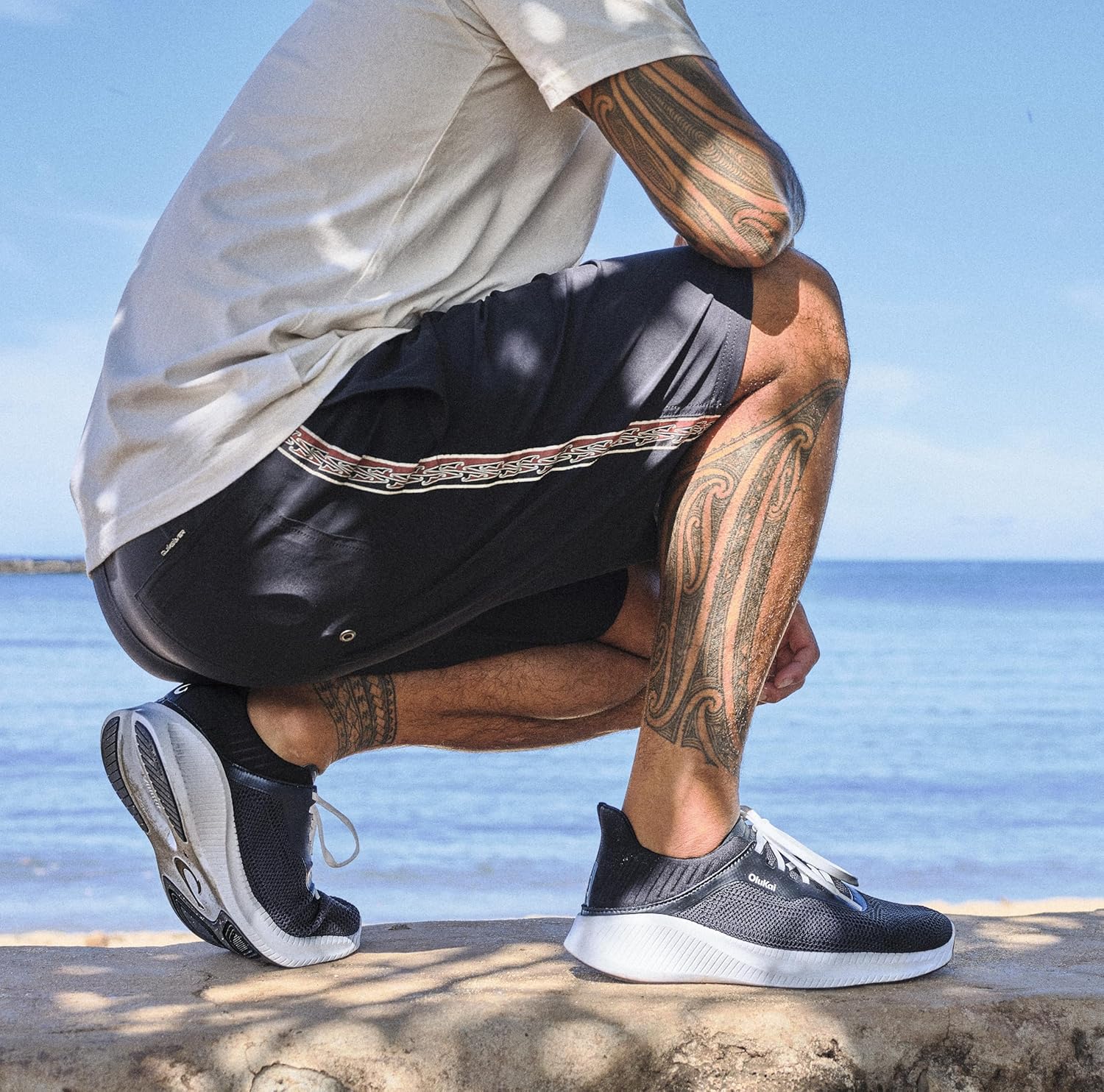 OLUKAI Island Hopper Men's Sneakers, Travel Ready & Versatile Athletic Shoes, Soft & Breathable Knit Fabric, Drop-in Heel Design - Image 3