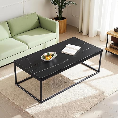 Miniatura 15 de CENSI Mesa auxiliar de roble natural de 47 pulgadas para sala de estar, moderna mesa central rectangular industrial de madera y metal con mesa extra