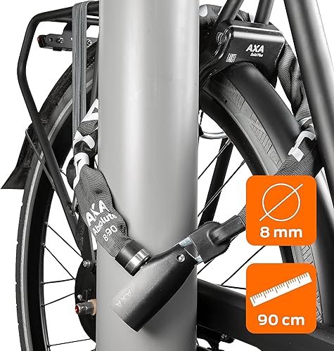 Miniatura 2 de AXA Absolute 8-90 - Cerradura de cadena de bicicleta, cadena de acero de 0.394 in de largo, resistente antirrobo, vendida, segura, con llaves para