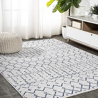 JONATHAN Y Boho Vintage Diamond Cream/Navy Indoor Area Rug 8X10 ft, Moro...