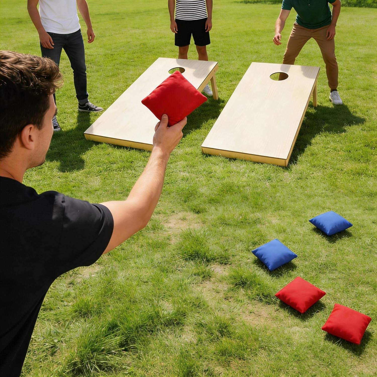 ZENY Portable Cornhole Set Regulation Size Outdoor Yard Cornhole Game 2 Wooden Cornhole Boards 8 Corn Hole Toss Bags with Travel Carrying Bag