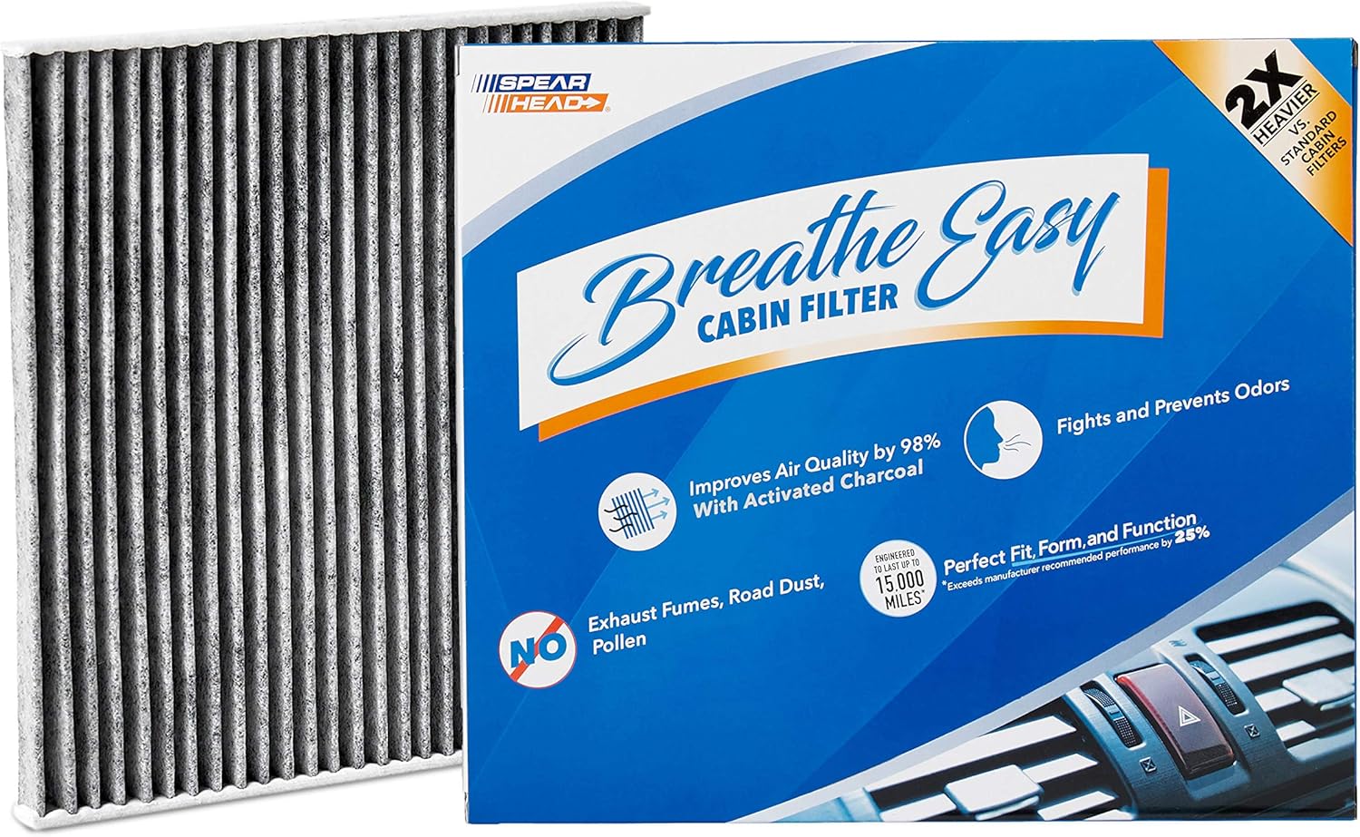 Spearhead Odor Defense Breathe Easy AC & Heater Cabin Filter | Fits 2015-17 Chrysler 200, 2014-18 Cherokee Like OEM | Up to 25% Longer Lasting w/Activated Carbon (BE-000) Thumbnail