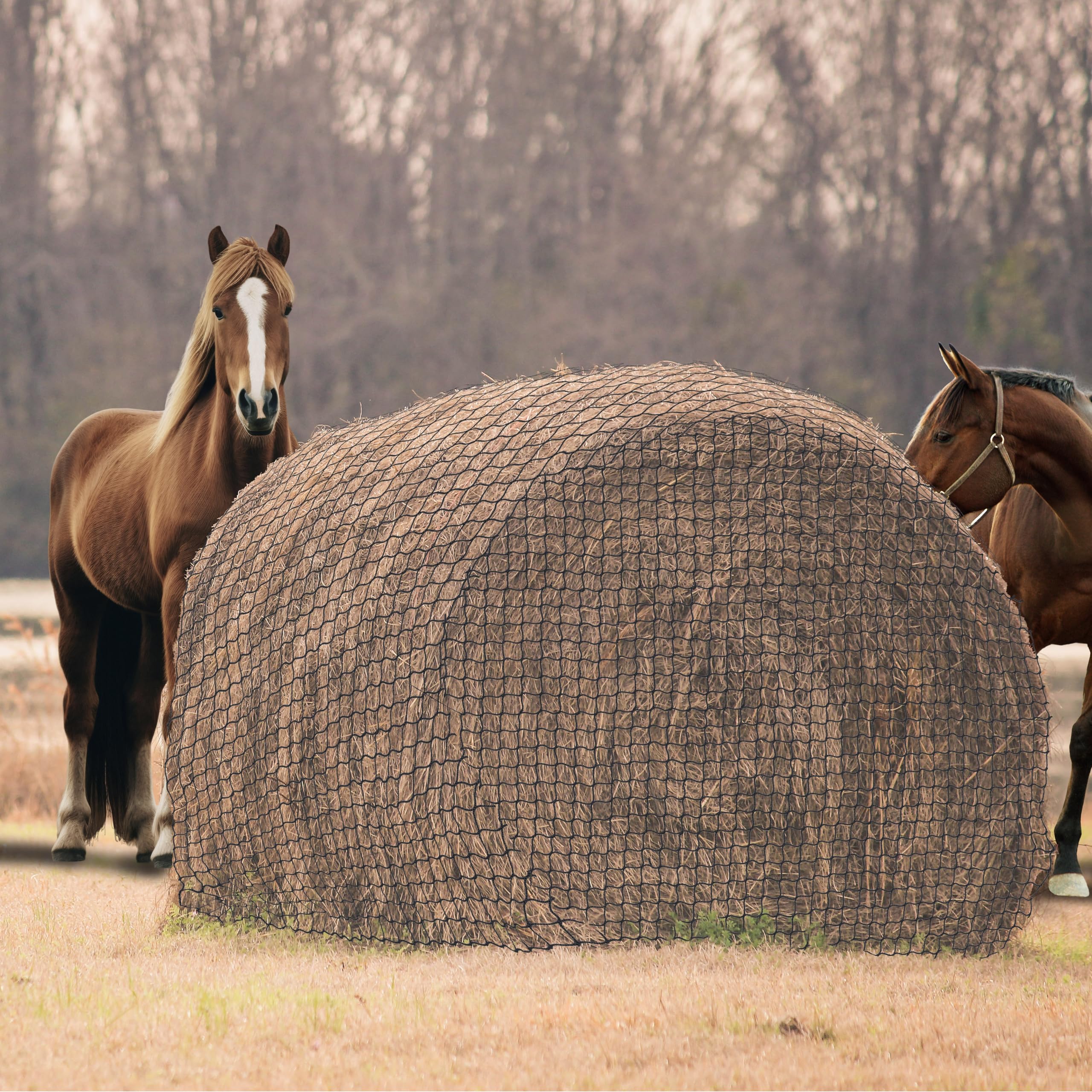 DEYOFA Hay net round bale, wear-resistant hay net for horses round bale, diameter 150 cm, height 150 cm