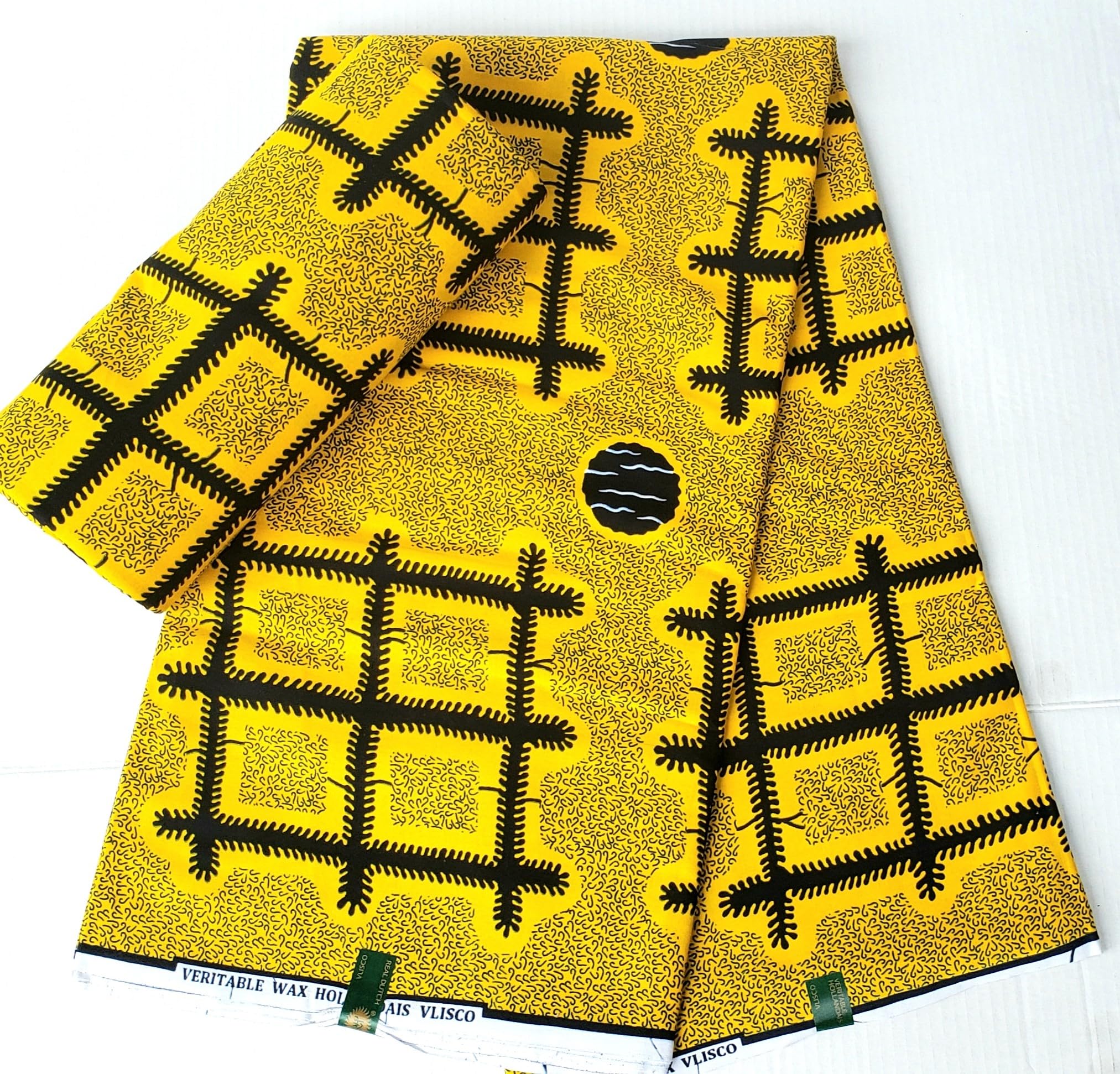 100% Cotton Dutch Wax African Print Style Fabric, Hollandais Style for Sewing and Crafts, 3 yards