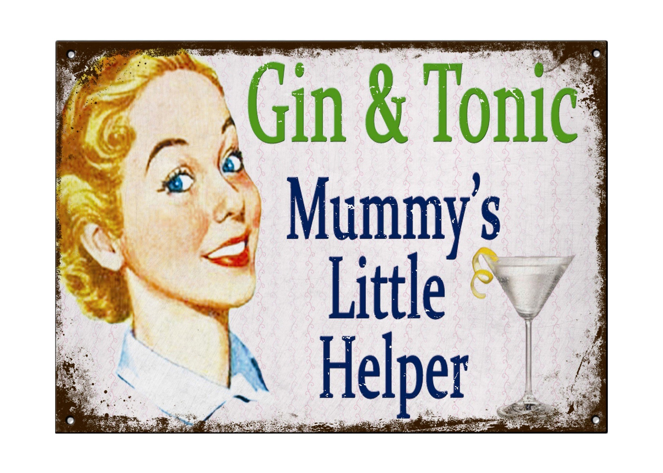 Sehaz Artworks Home Decor Items | living Room Decorative Items | Wall Decor | Room Decor | Mummy-Gin-Tonic' Rust Looks Wall Sign for Wall Decoration Tin Sign (MDF, 30 cm x 20 cm x 0.3 cm)