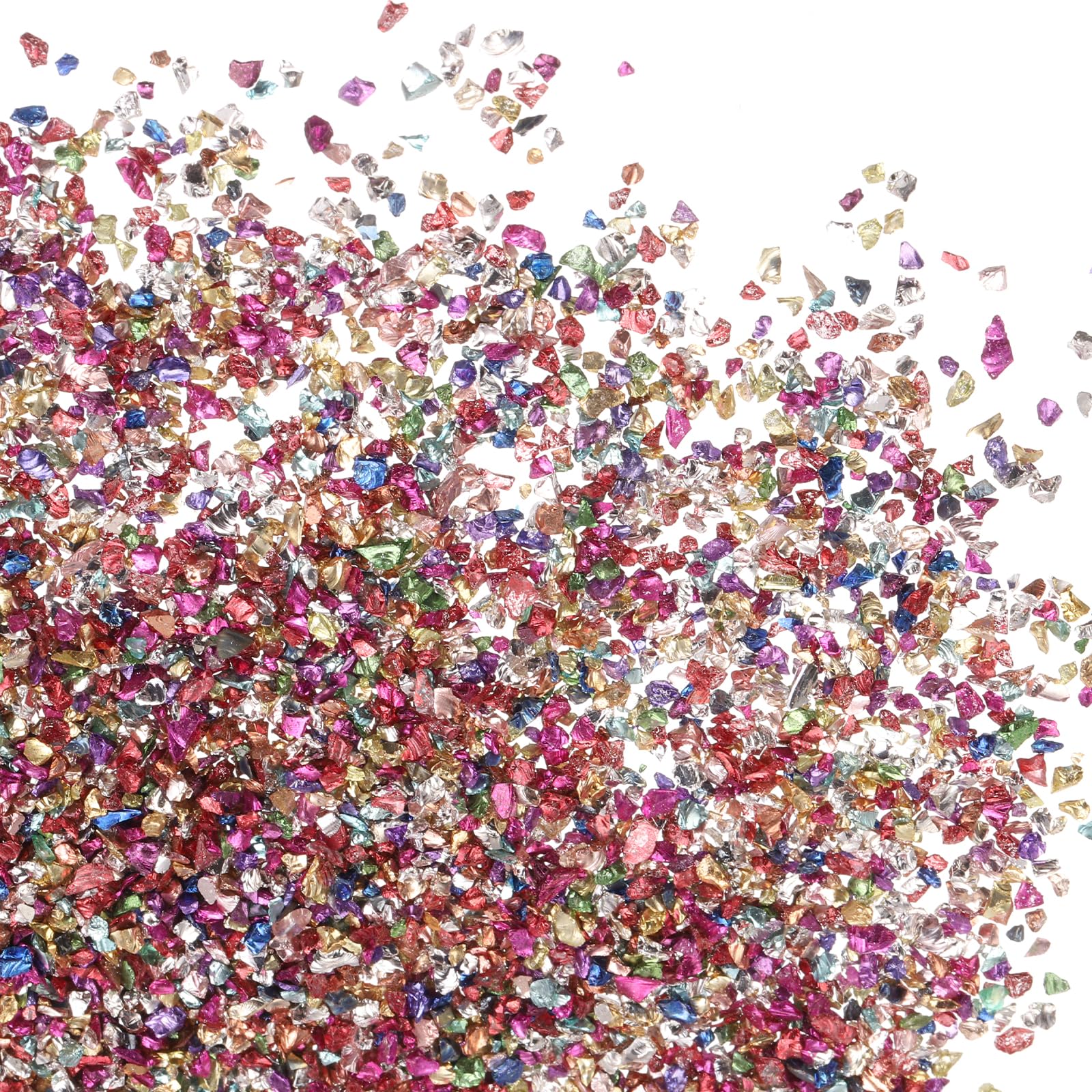 PATIKIL 200g Crushed Glass Glitters, 2-4 mm Colorful Irregular Chips, Chunky Stones for Nail Art DIY Craft Jewelry Multicolored