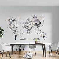 Vista 7 de Mapa del mundo 3D de madera para decoración de casa, decoración de pared 3D para sala de estar, decoración de pared de madera para oficina