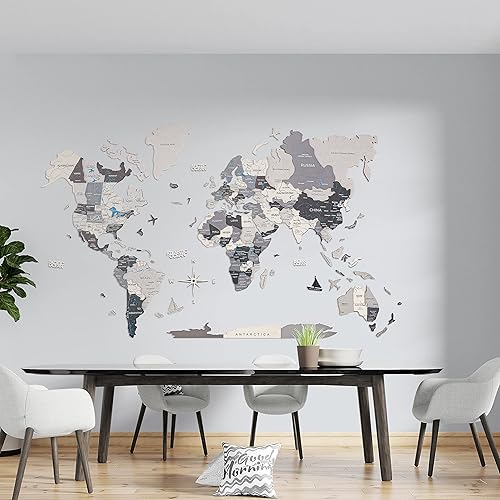 Miniatura 4 de Decoración para el hogar, mapa del mundo 3D, mapa del mundo, arte de pared para sala de estar, Kithcen y decoración del hogar. Regalo de