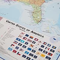 Vista 7 de Paquete de póster laminado con mapa del mundo y mapa de EE. UU., 17 x 22 pulgadas, mapas del mundo y Estados Unidos, cartografía detallada - Maps