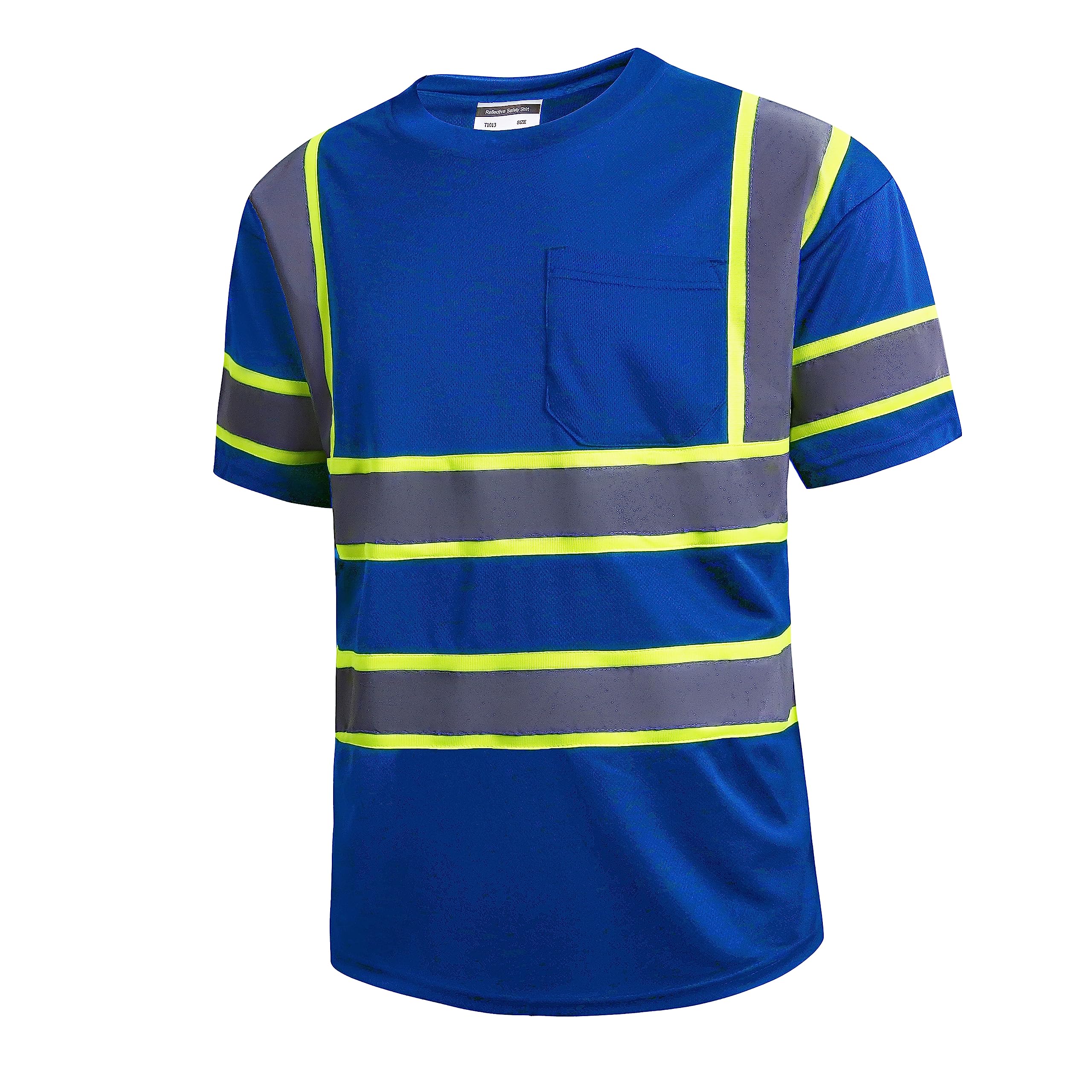 SKSAFETY High Visibility Safety Shirts for Men with Reflective Tapes - Quick Dry Class 2 Hi Vis Construction Work Shirts for Men, Short Sleeve