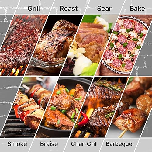 Miniatura 7 de Parrilla portátil de carbón para exteriores, parrilla de carbón de acero inoxidable con tapa, parrilla de manzana y plato de pizza, multifuncional,