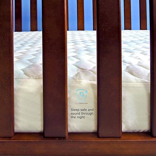 Miniatura 5 de Cubierta protectora para colchón de cuna Dry Defender, impermeable, de algodón orgánico, sin blanquear, no tóxico e hipoalergénico (28 x 52 x 7
