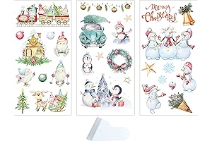 Christmas Rub on Transfer Stickers: Vintage Xmas Decals for Craft Furniture, Glass, and Home Decor