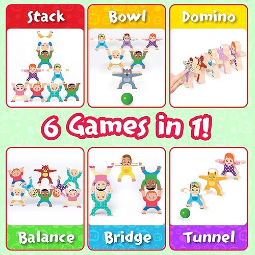 Miniatura 2 de Be Amazing! Toys CoComelon - Juego Stackrobat de equilibrio de madera, más de 16 piezas de actividades Montessori para niños y niñas a partir de 3