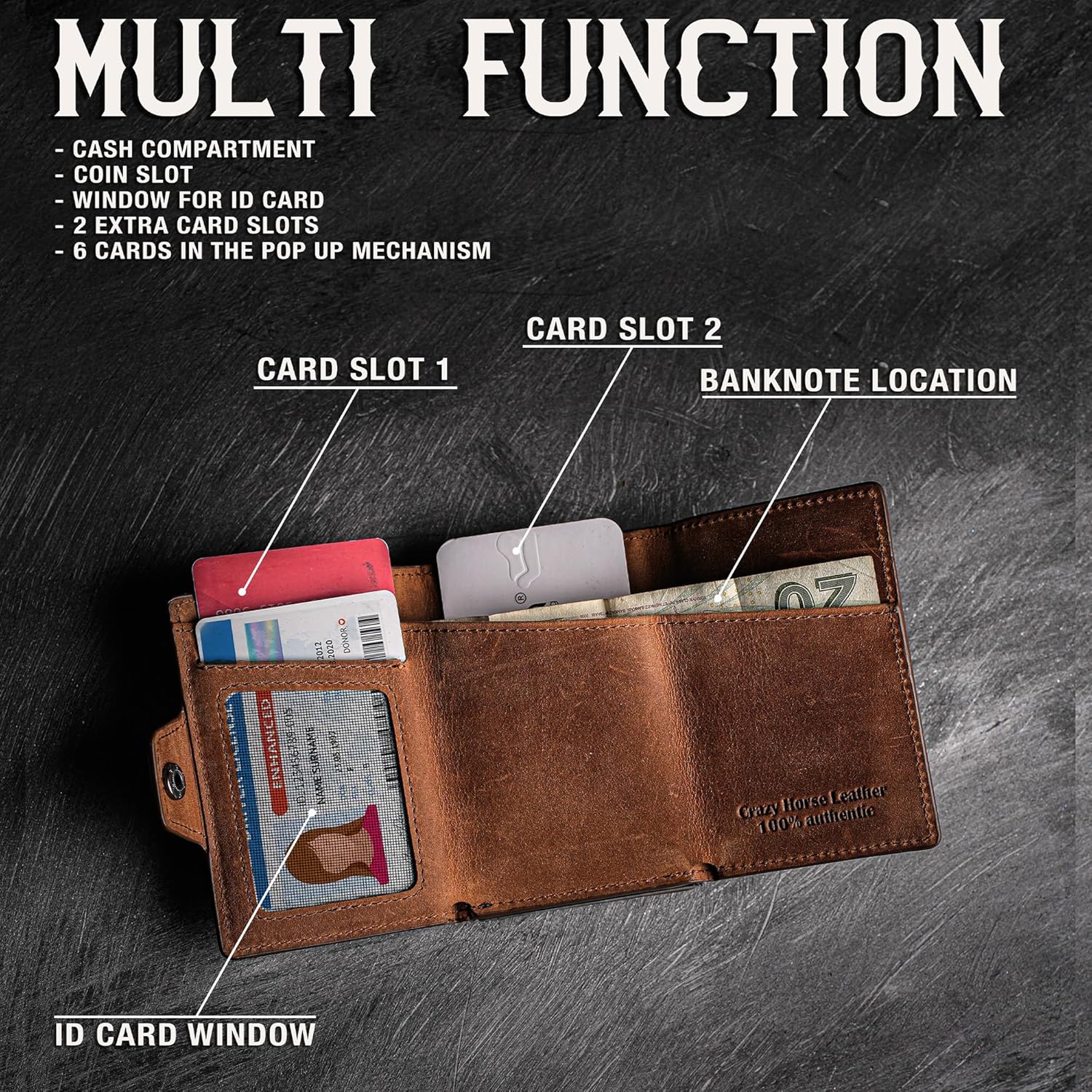 Slim Wallet Men - Pop Up Card Holder with Money Clip - Minimalist Front Pocket Wall... - Image 4