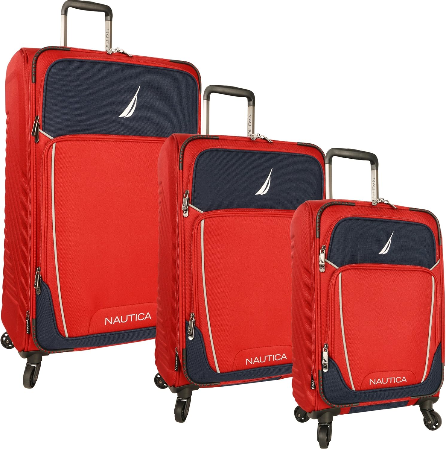 Nautica 3 Piece Luggage SetLightweight for Travel, Red/Navy, One Size Luggage Sets