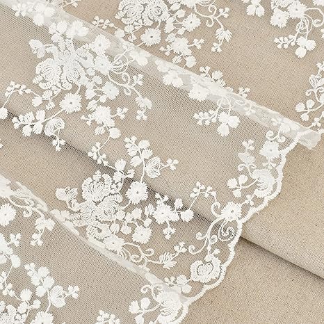 Amazon Mymama レース生地 クッカ 広幅 約123cm 50cm単位販売 布 チュール 生地 白 布 レース 布 生地 通販