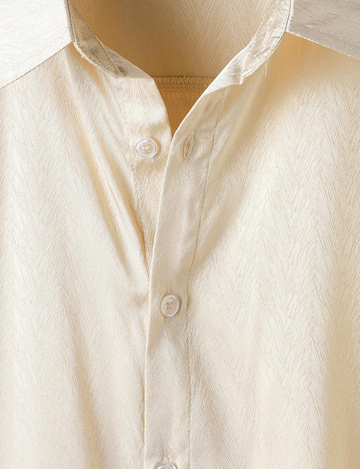 ZEROYAA Men's Luxury Shiny Satin Jacquard Shirt Modern Fit Short Sleeve Button Down Shirts for Summer Party Prom - Image 4